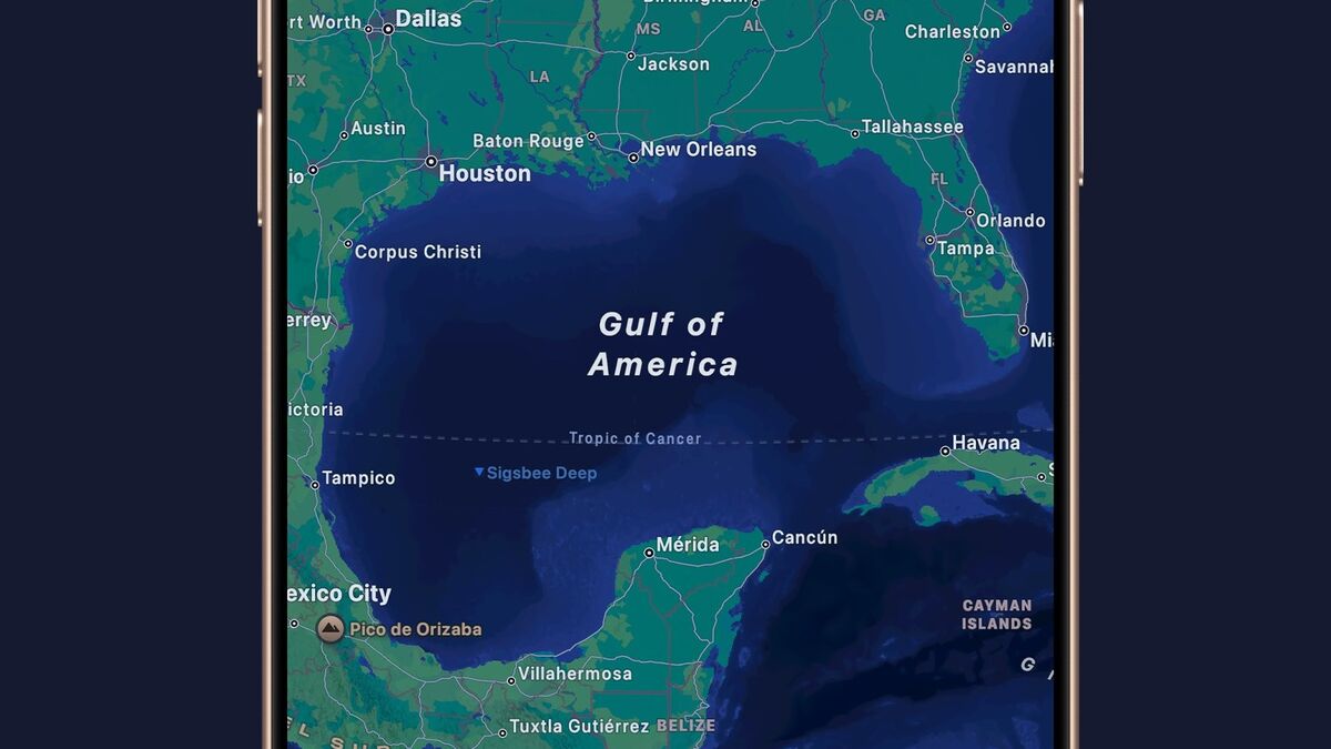 Apple - Apple ne reconnaît le « golfe d'Amérique » que sur ses plans pour ses utilisateurs américains