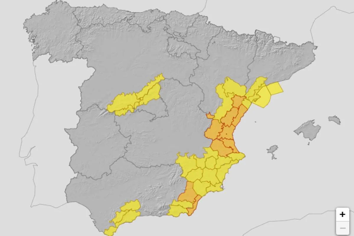 pluies - Aemet maintient l'alerte orange pour de fortes pluies à Valence, Castellón et Almería
