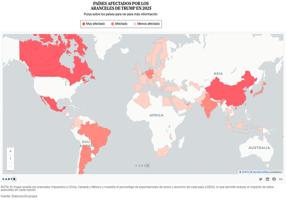 Arancelaria - Arancelómetro 2025 : Les Pays Les Plus Touchés Par La Guerre Arancelaria De Trump, En Graphiques