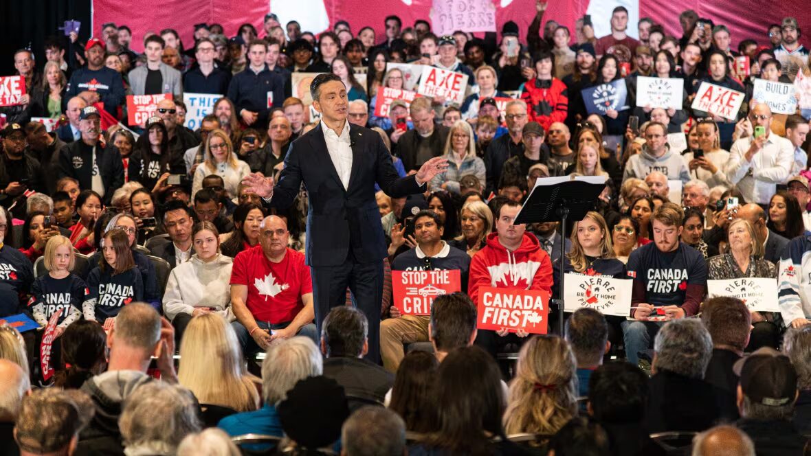 Poilievre - Malgré une baisse des sondages, les partisans de Poilievre restent confiants alors que le leader conservateur se mobilise à London, en Ontario.