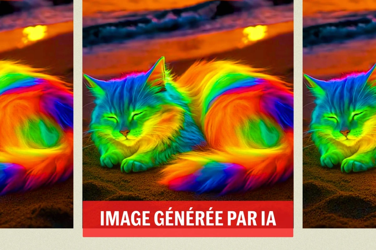 Écran d’ordinateur affichant une page web saturée de textes et images, illustrant le « slop IA » en ligne