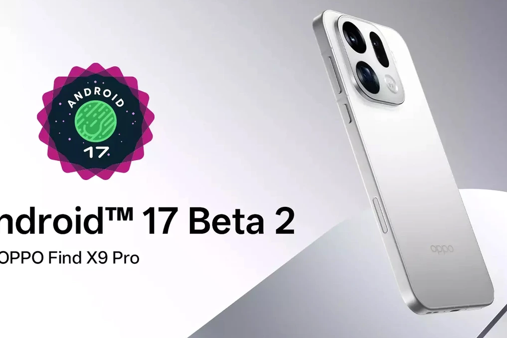 Logo Android 17 sur un écran de smartphone, avec deux téléphones côte à côte en arrière-plan