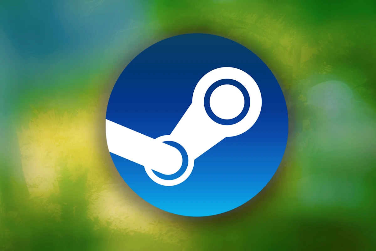Logo Steam sur écran d’ordinateur, avec bannière annonçant un jeu cosy gratuit noté 10/10 à vie