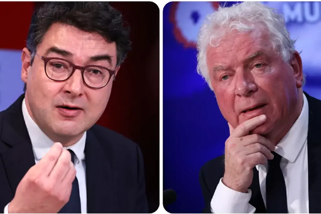 Roudaut et Cuillandre en débat à Brest, micros et pupitres sur scène devant un public de campagne