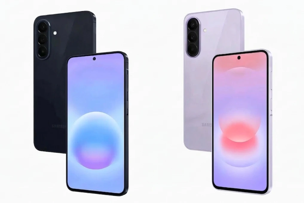 Samsung Galaxy A57 et A37 posés côte à côte, montrant leur design et un prix affiché à l’écran