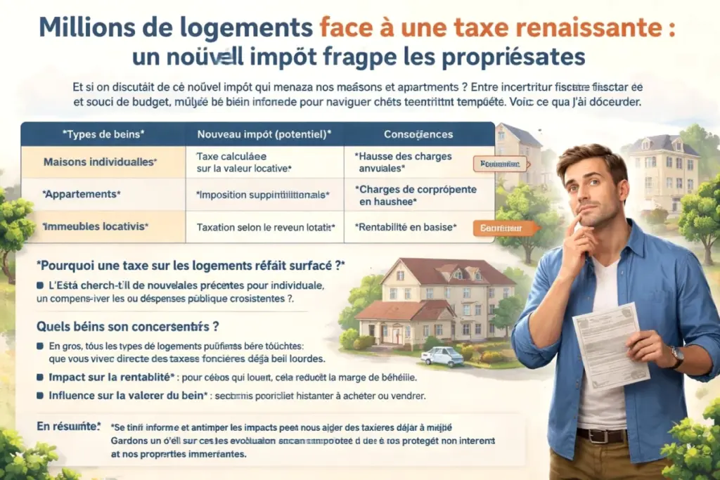 Propriétaire immobilier regardant une facture d’impôt, clés et maison en arrière-plan