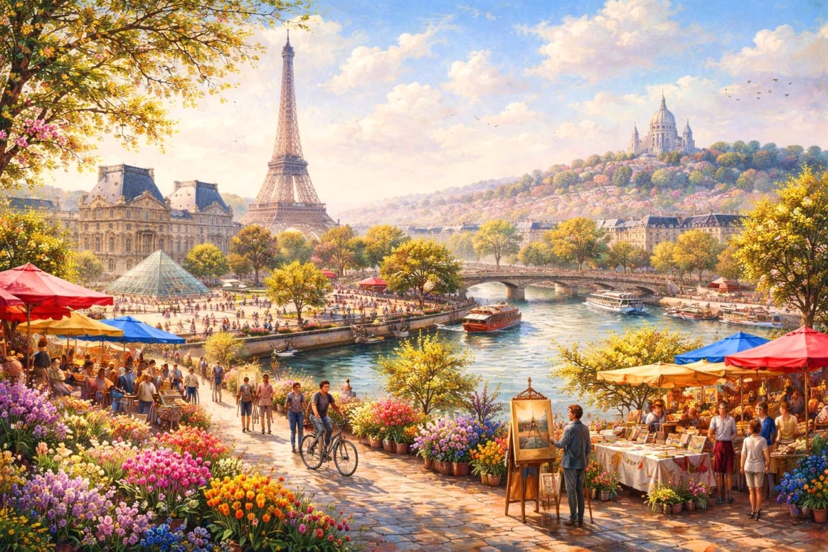 Sorties à Paris et en Île-de-France : foule sur les quais de Seine, Tour Eiffel au fond, samedi 25 avril 2026