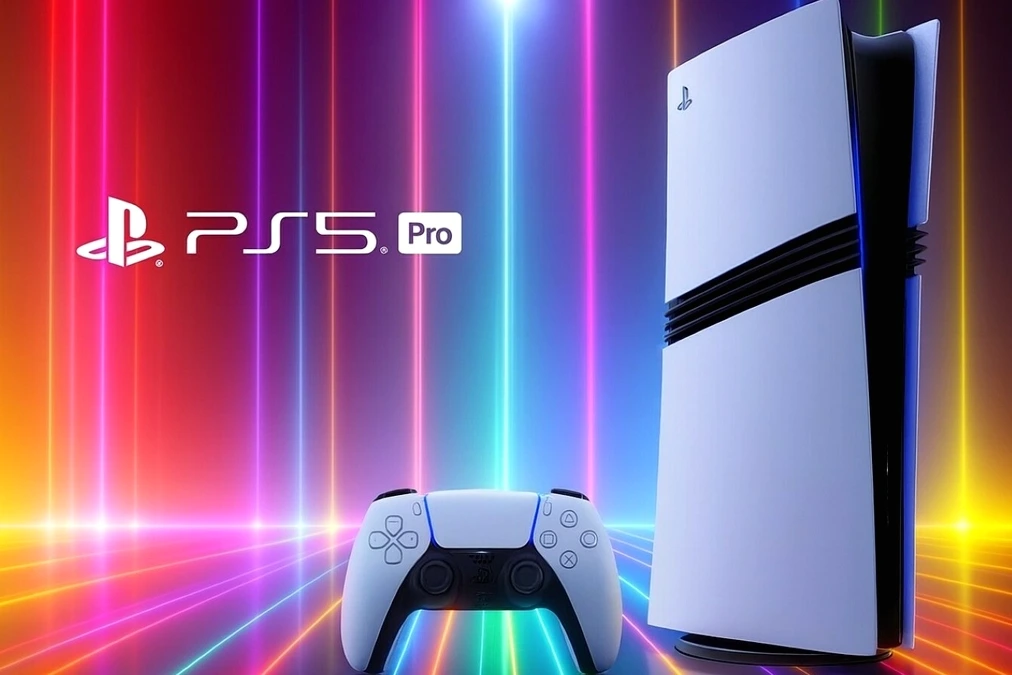 Logo PlayStation sur fond bleu, avec une manette DualSense au premier plan et un PC en arrière-plan