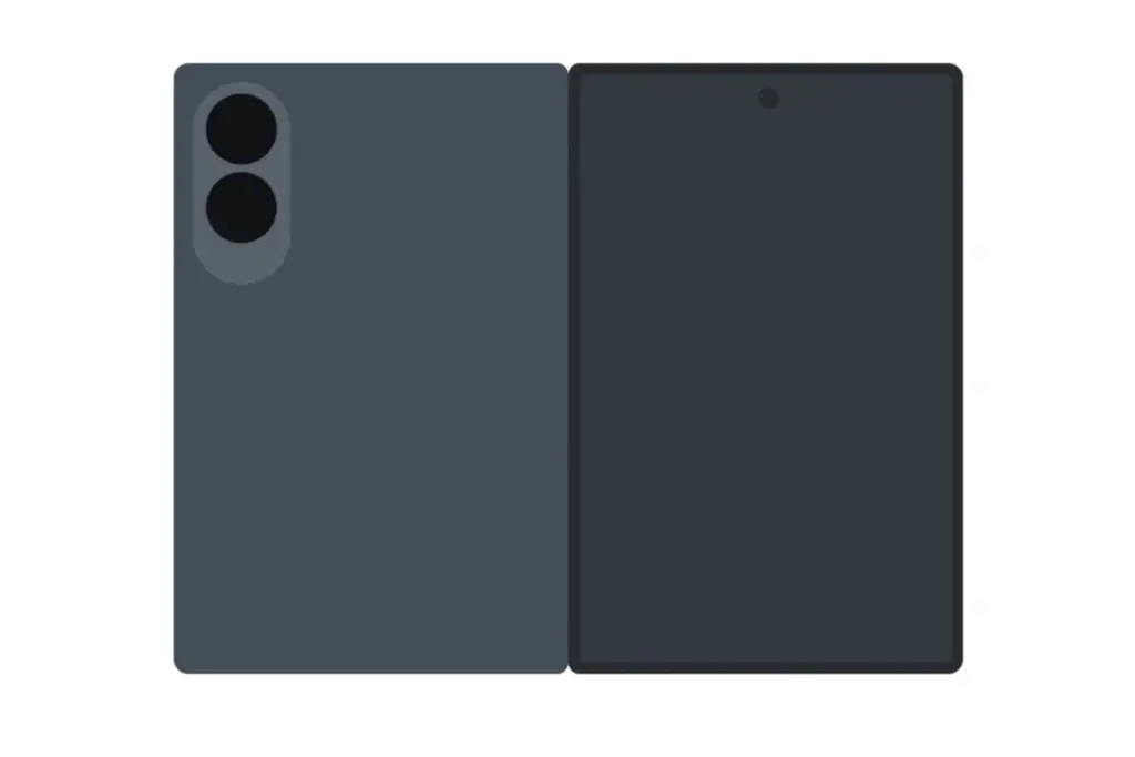 Rendus officiels des Samsung Galaxy Z Fold 8 et Wide Fold pliés et dépliés sur fond clair