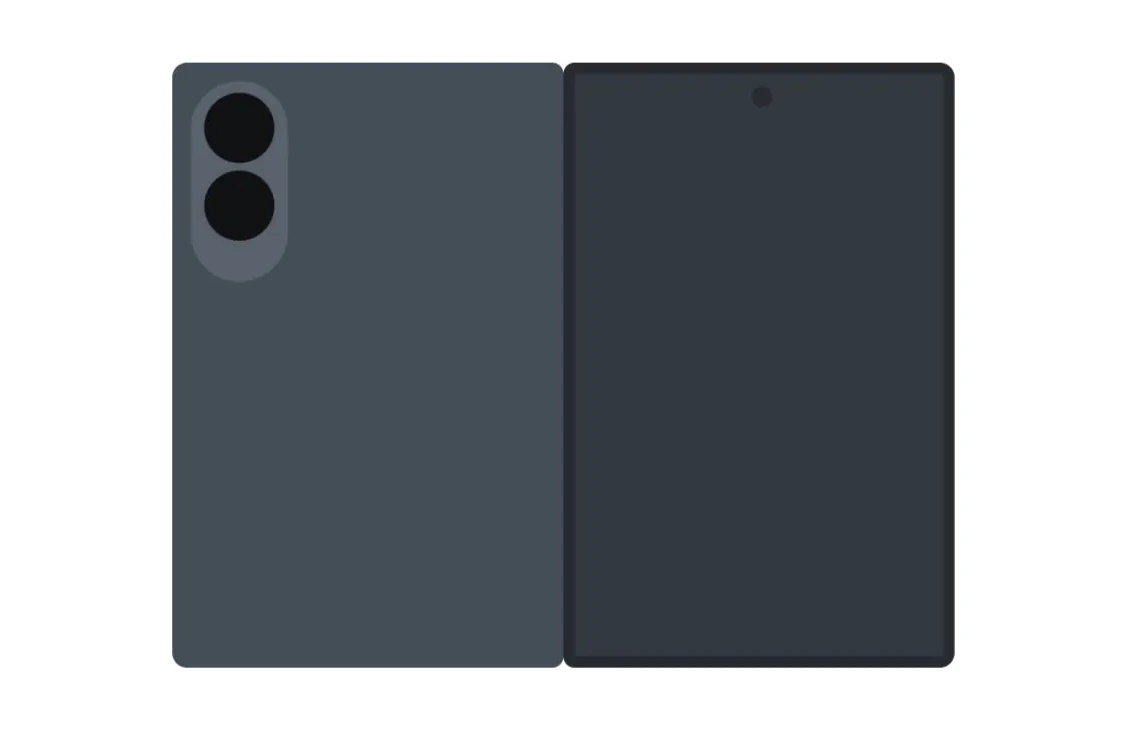 Rendus officiels des Samsung Galaxy Z Fold 8 et Wide Fold pliés et dépliés sur fond clair