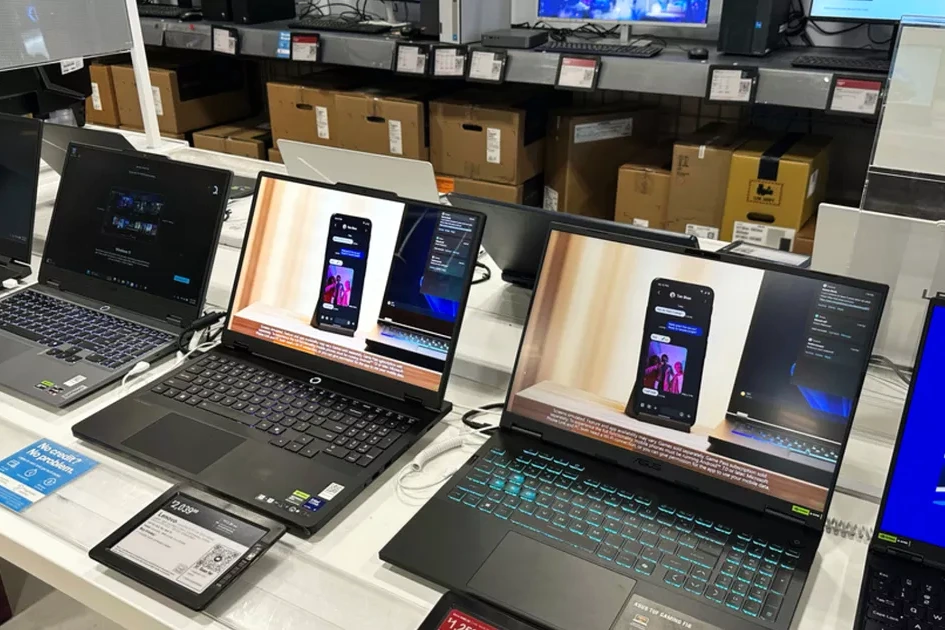 Gros plan sur des barrettes de RAM à côté d’un ordinateur portable, d’une console et d’un smartphone