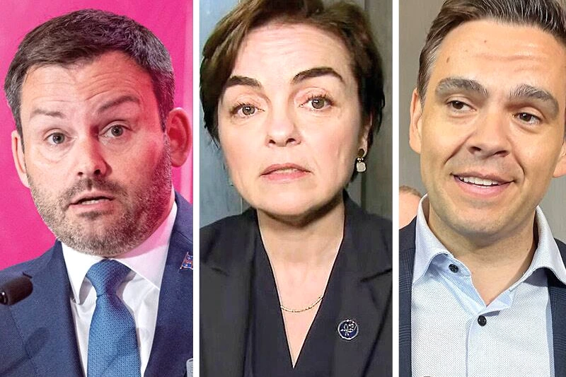Portraits de PSPP, Fréchette, Milliard, Duhaime et Ghazal alignés sur fond neutre.